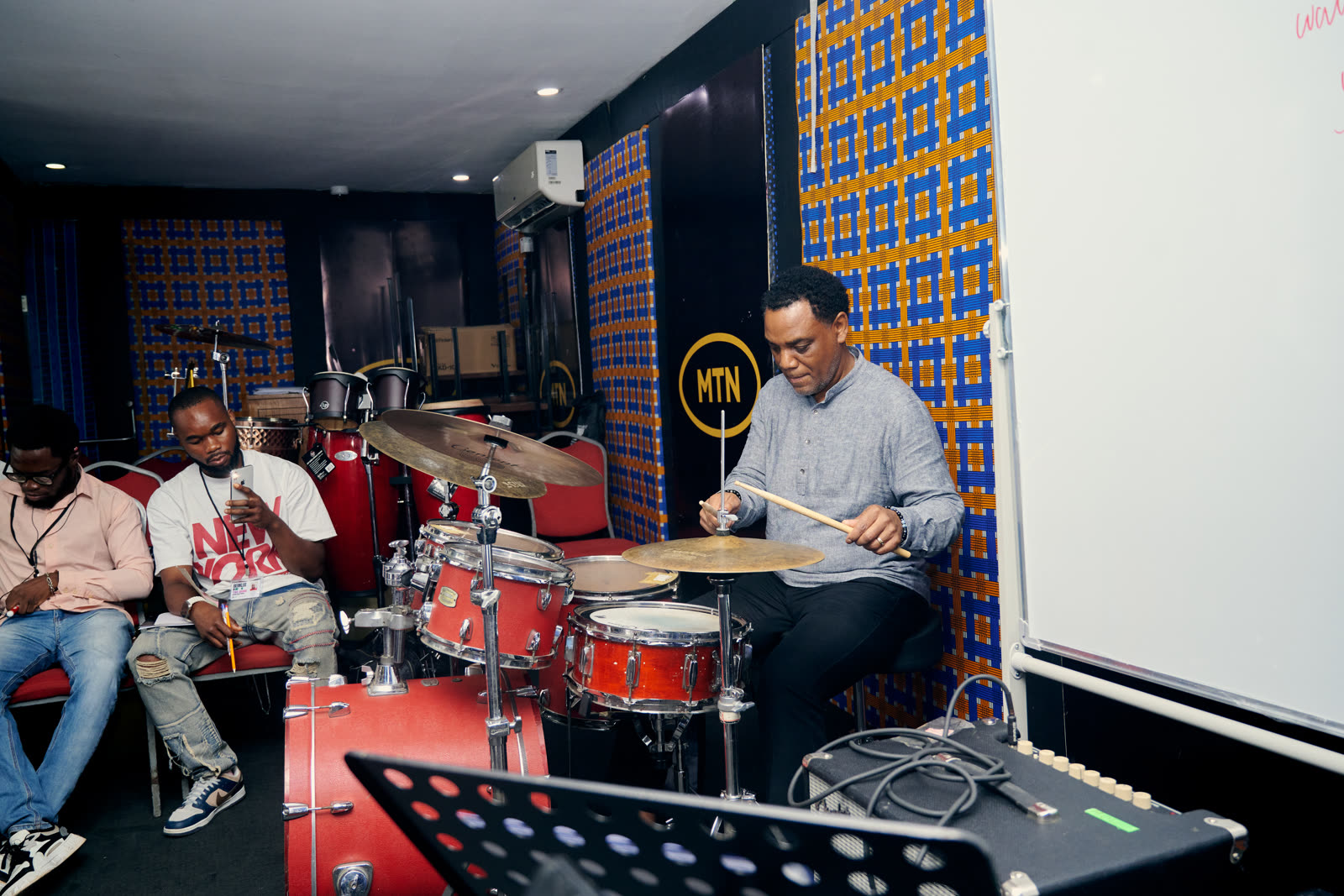 Participants in a group workshop at the Berklee in Nigeria intensive