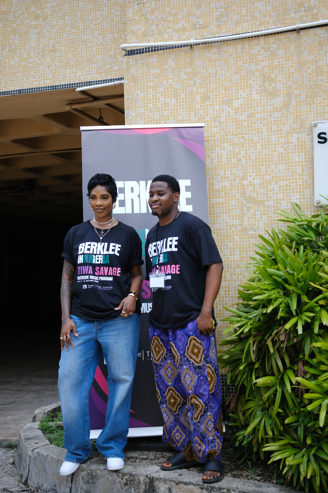 Participants at the Berklee in Nigeria backdrop